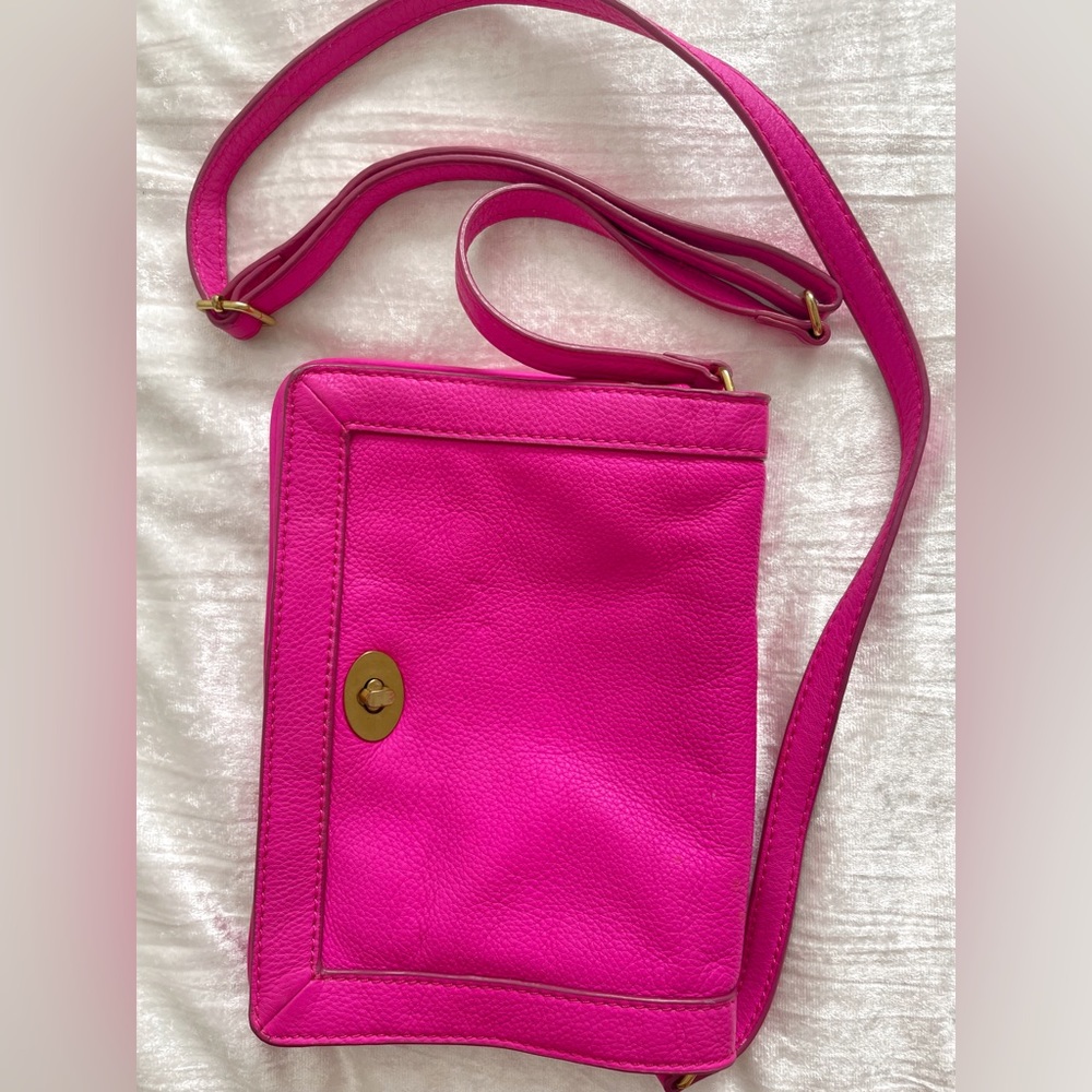 J. Crew Pebble Leather Magenta Cross Body Purse
